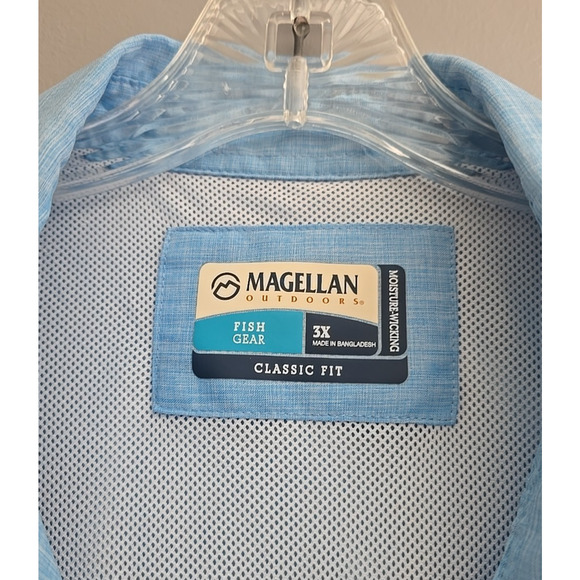 Magellan Blue Moisture-Wicking Classic Vented Fishing Button Up Shirt Mens Sz 3X - Picture 3 of 5